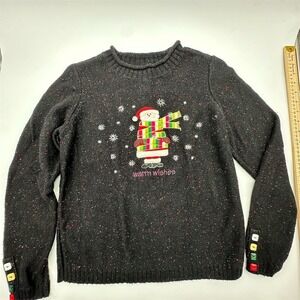 Christopher & Banks Women's M Snowman Holiday Sweater‎ Multicolor Pullover